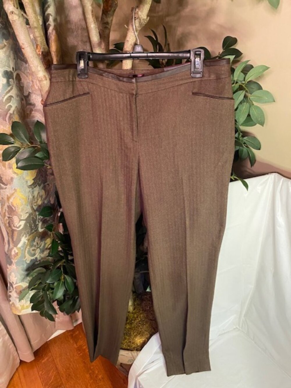 NWT Rafaella Modern Fit Slim Leg Dress Pants Brown Heather Women’s Size 12